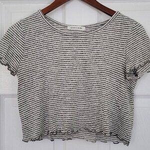 Super Adorable Striped Crop Top with Scallop Hem